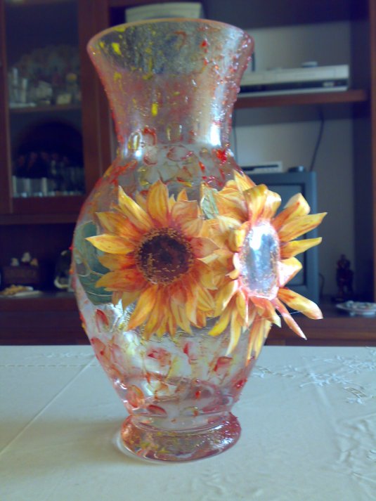 vaso decorato in decoglass volume e sospeso trasparente